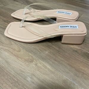 Steve Madden Blush Nude Block Heel Thong Sandals